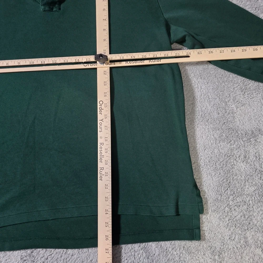 Polo Ralph Lauren Mens L Long Sleeve Polo Shirt Green Red Pony Logo Cotton Pique